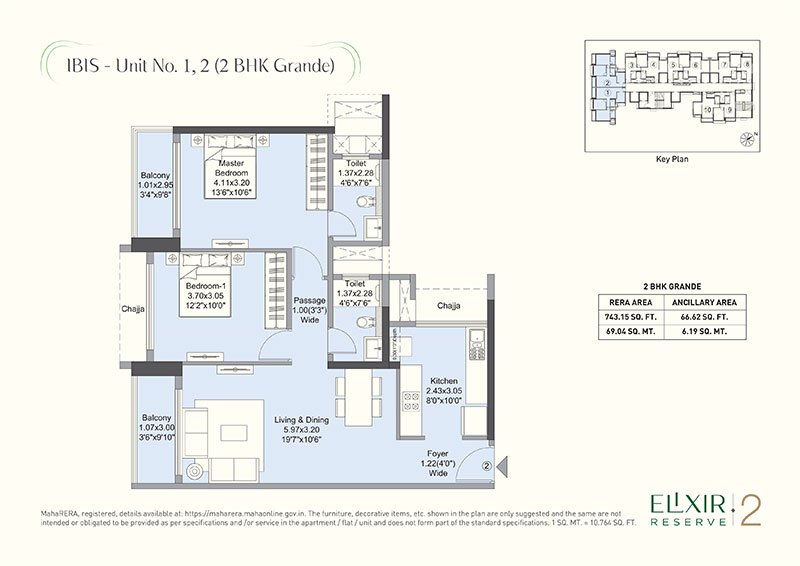 L&T Elixir Reserve 2BHK Floorplan