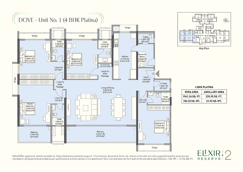 L&T Elixir Reserve 4BHK Floorplan